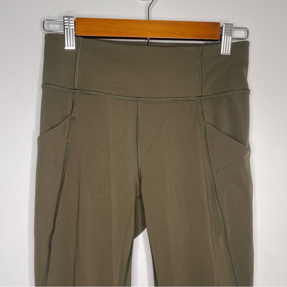Lululemon Time to Sweat Crop Sz 6 Dark Olive  High Waist Leggings - Picture 2 of 8